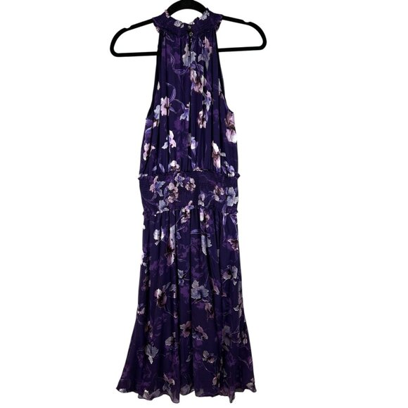 NWT White House Black Market Iris Bouquet Floral Burnout Smock-Neck Midi Dress 6 - Picture 2 of 9